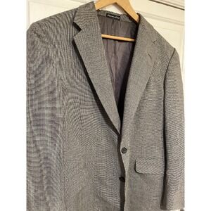Tom James Executive Blazer 2 Button Sport Coat Tailored USA Gray Herringbone 44R